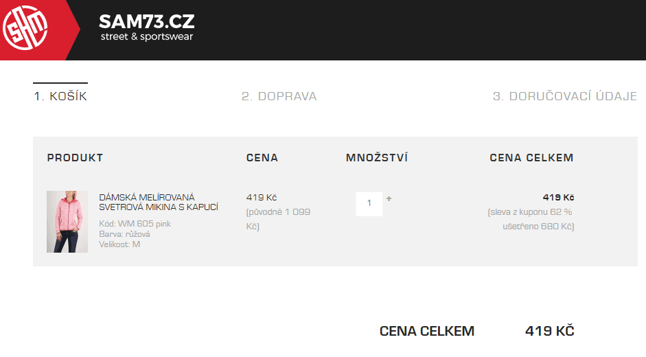 SAM73 - slevový kód -20% na vše