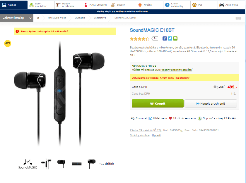 BT sluchátka SoundMagic E10BT
