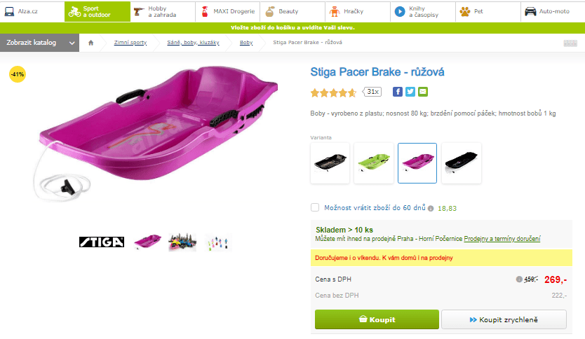 Boby s brzdou Stiga Pacer Brake