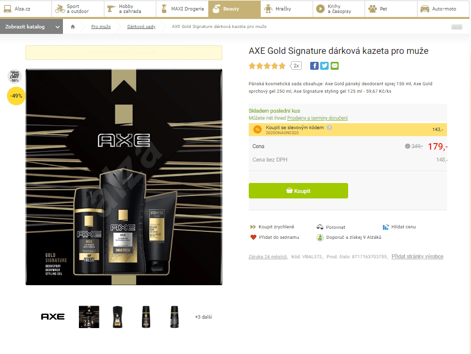 Dárková sada AXE Signature Gold