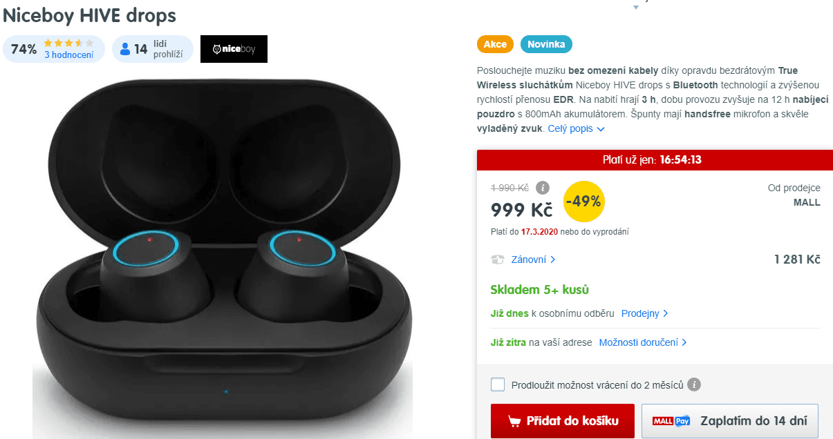 BT sluchátka Niceboy HIVE drops