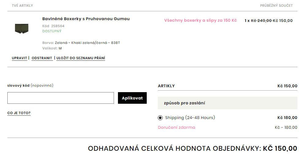 150 Kč za pánské spodní prádlo + DZ