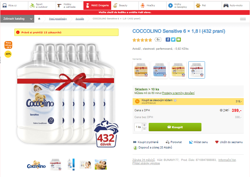 Aviváže Coccolino 6 x 1,8 litrů