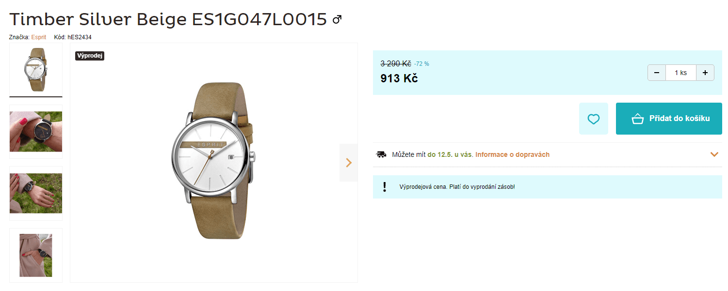 Pánské hodinky Esprit Timber Silver Beige