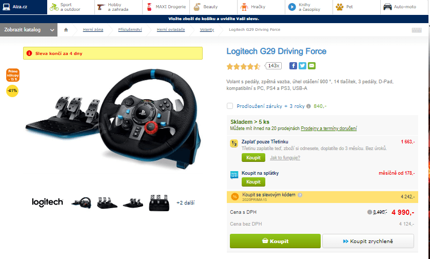 Volant s pedály Logitech (PC, PS)