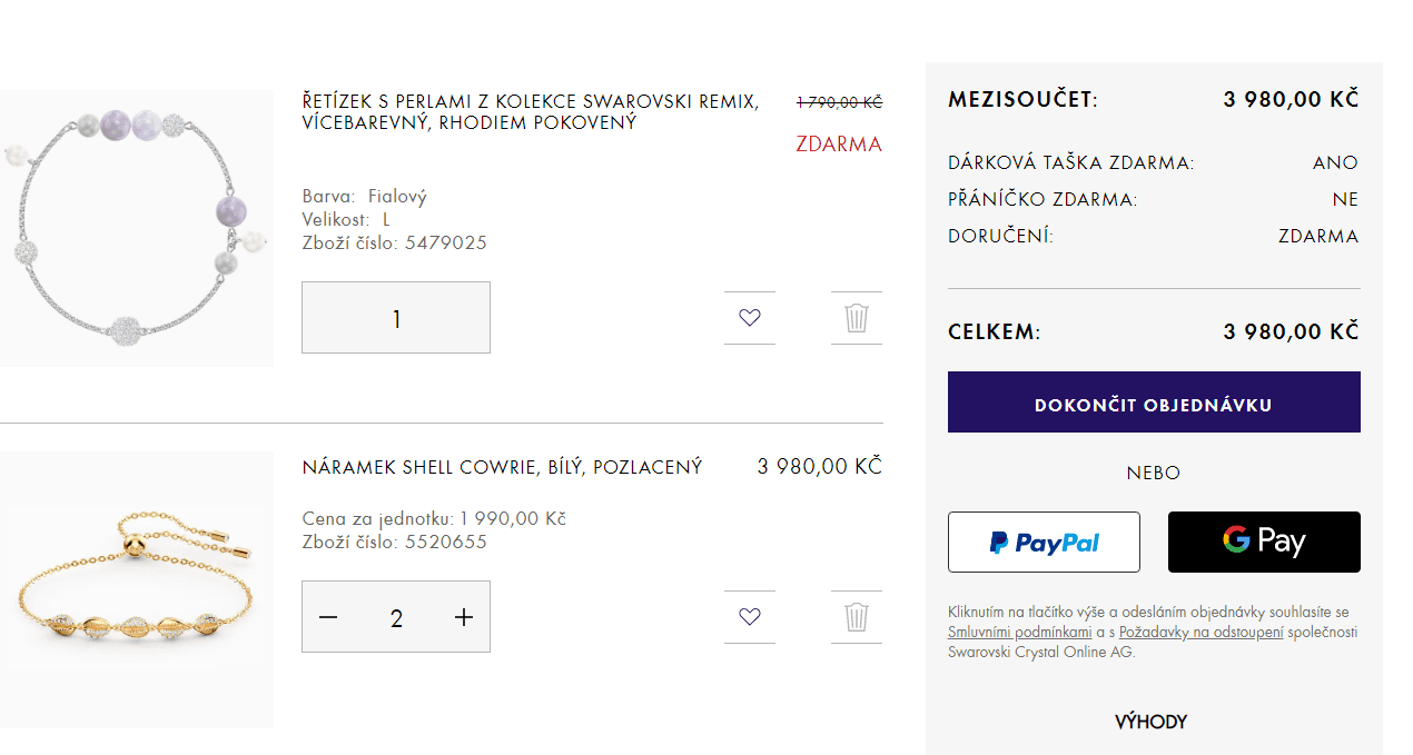 Swarovski - doprava zdarma na vše