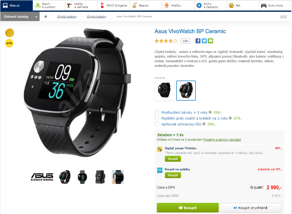 Chytré hodinky Asus VivoWatch BP