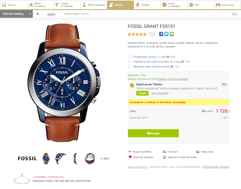 Pánské hodinky Fossil Grant FS5151