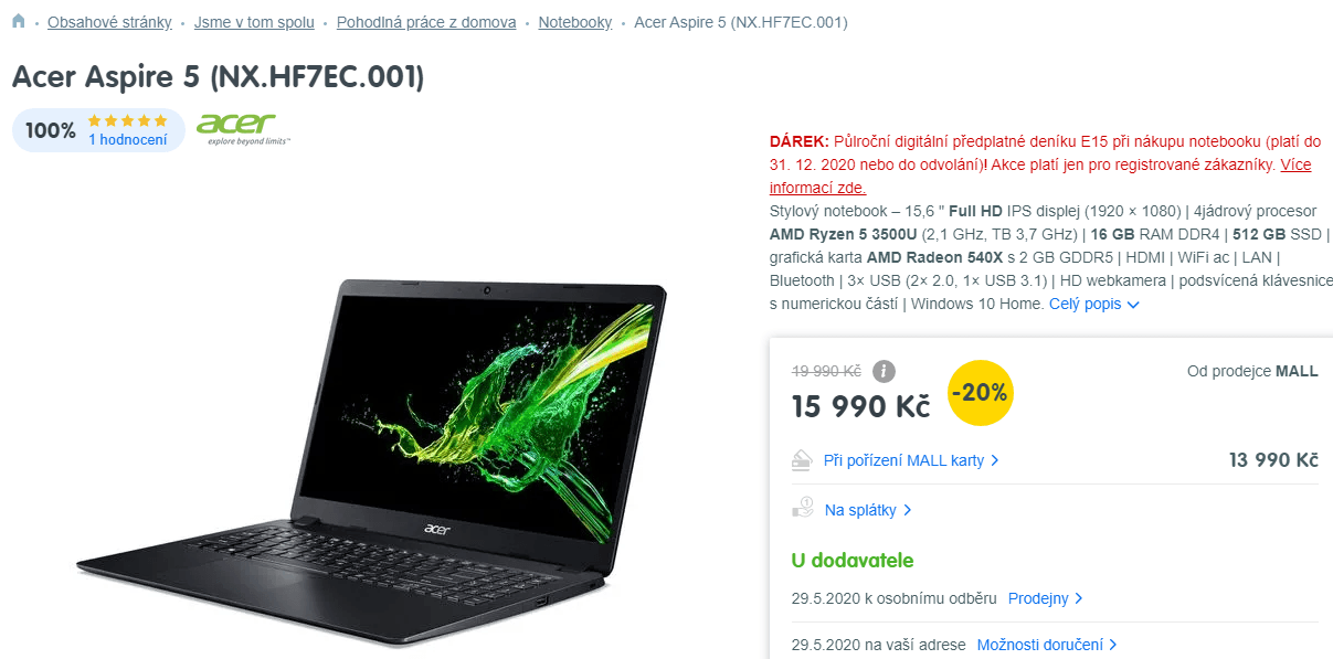 Acer, 3,7GHz, 16GB RAM, 2GB grafika, SSD, 15,6"