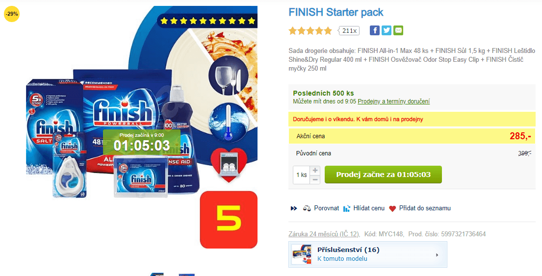 Finnish balíček produktů do myčky nádobí