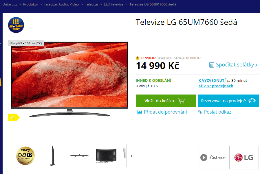 Ultra HD Smart TV, HDR, 164cm, LG