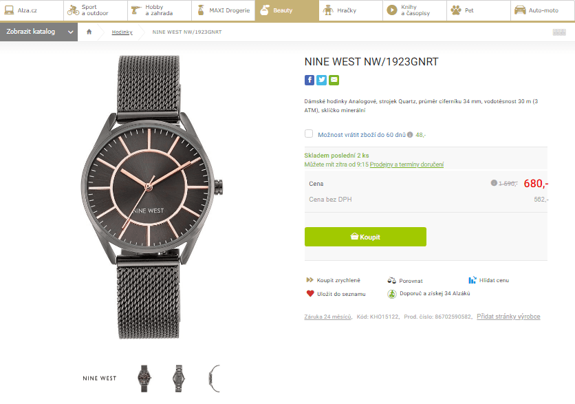 Dámské hodinky Nine West NW/1923GNRT