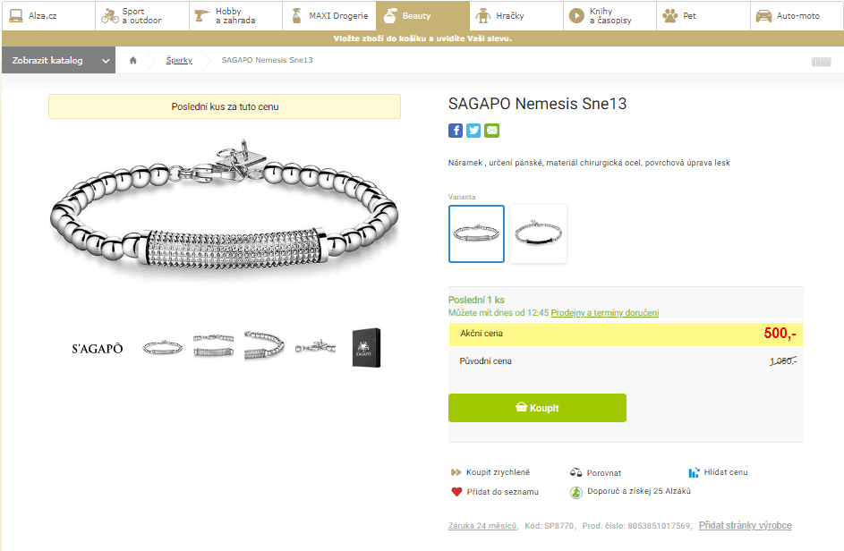 Pánský náramek Sagapo Nemesis Sne13