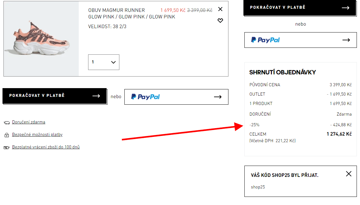 Extra sleva 25% i na outlet Adidas 