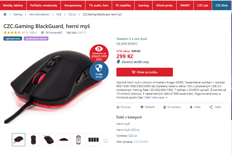 Kvalitní herní myš Blackguard