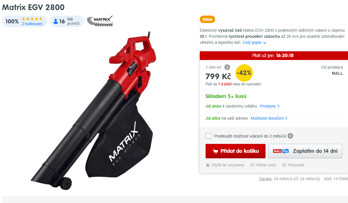 El. fukar, vysavač, drtič listí Matrix