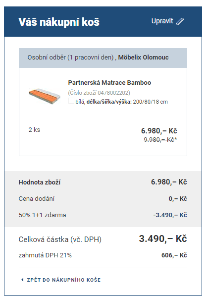 2x matrace Primatex 80/200 cm, do 130 kg