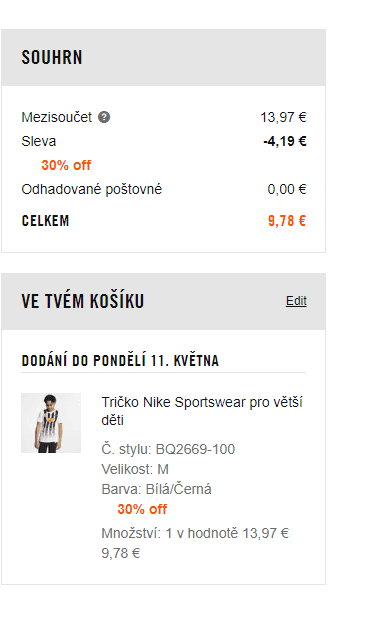 Extra sleva 30% na výprodej Nike