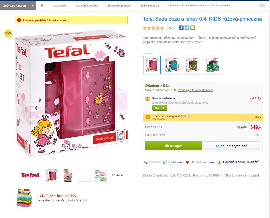 Tefal sada dóza a láhev 0.4l Kids