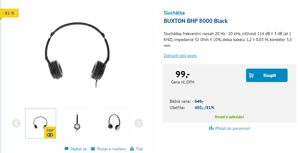 Sluchátka Buxton 8000