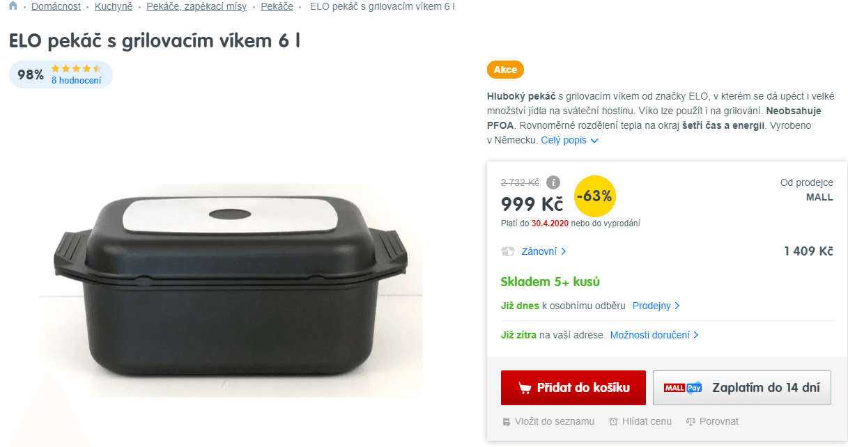 ELO pekáč s grilovacím víkem 6 l.