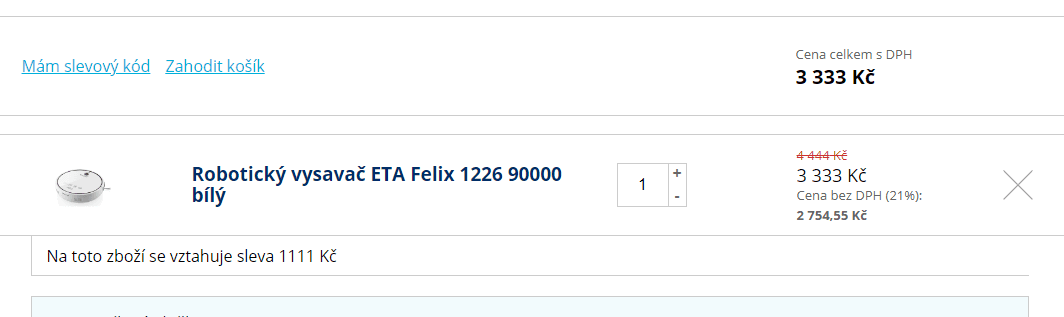 Robotický vysavač ETA Felix