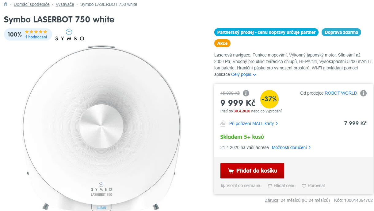 Robo vysavač 2v1 Laserbot 750 WiFi