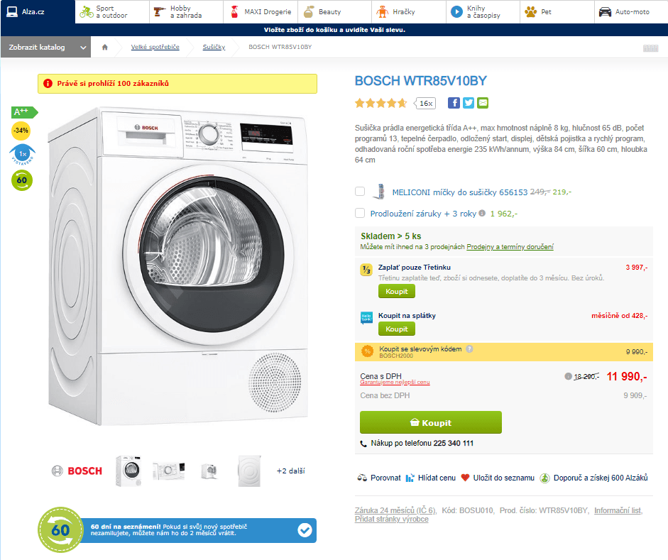 Sušička prádla Bosch, A++, 8 kg