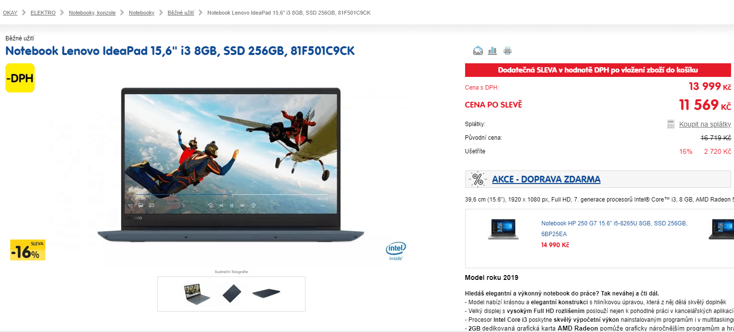 Lenovo, i3, 2,3GHz, 8GB RAM, 2GB grafika, SSD