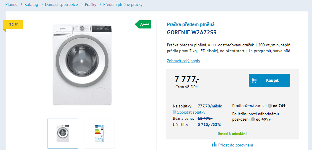 Pračka Gorenje, 7kg, 1200 ot., A+++