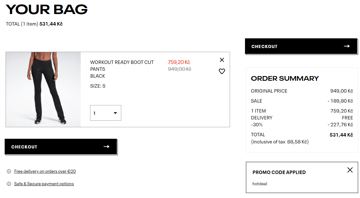 Reebok - extra sleva 30% na nákup