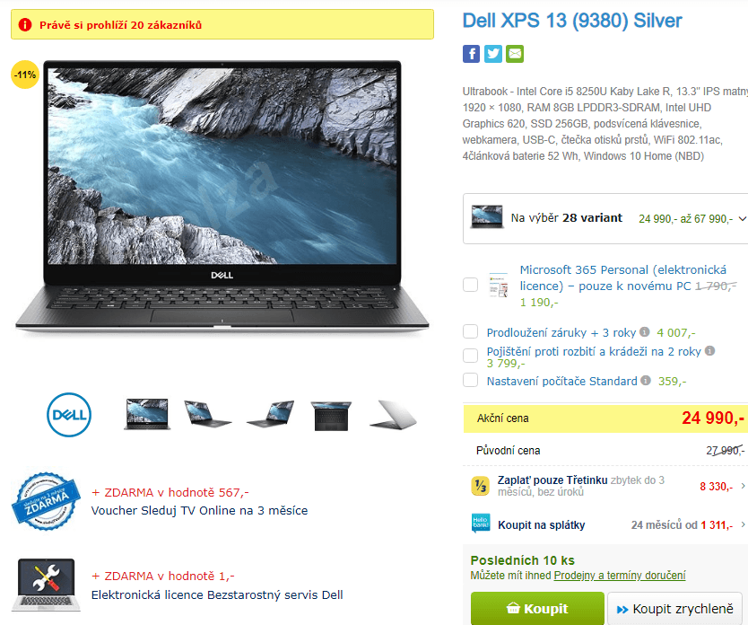 Dell, i5, 3,4GHz, 8GB RAM, dotyk 13,3", SSD