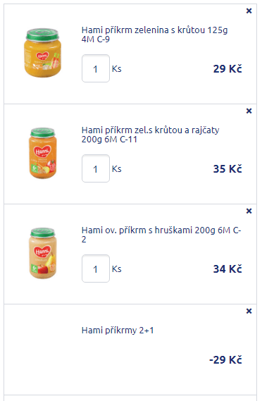 Akce 2+1 zdarma na Hami příkrmy