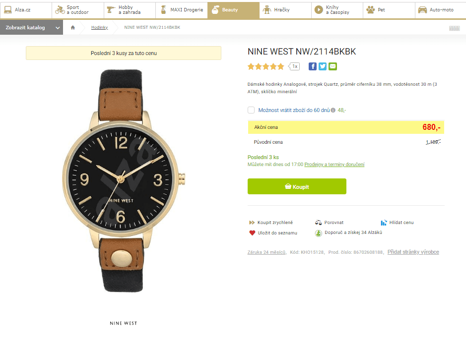 Dámské hodinky Nine West NW/2114BKBK