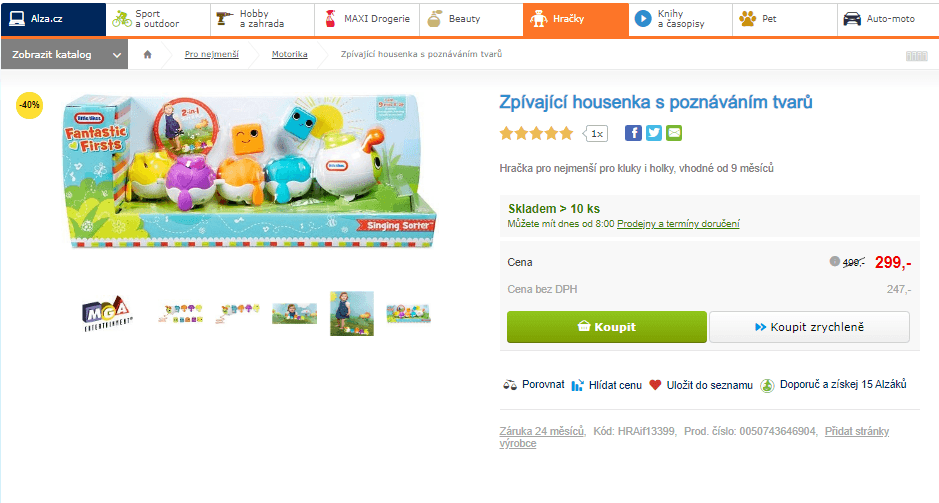Zpívající housenka s poznáváním tvarů