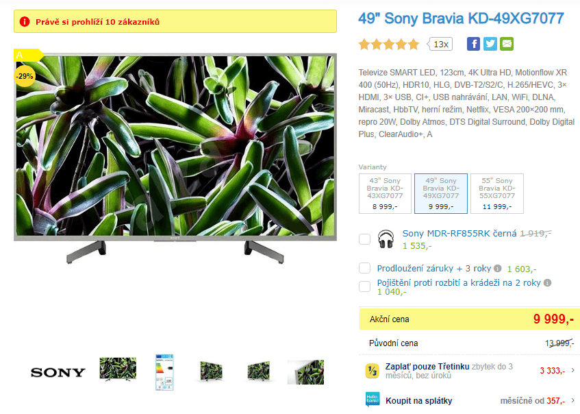 Ultra HD Smart TV, HDR, 123cm, SONY