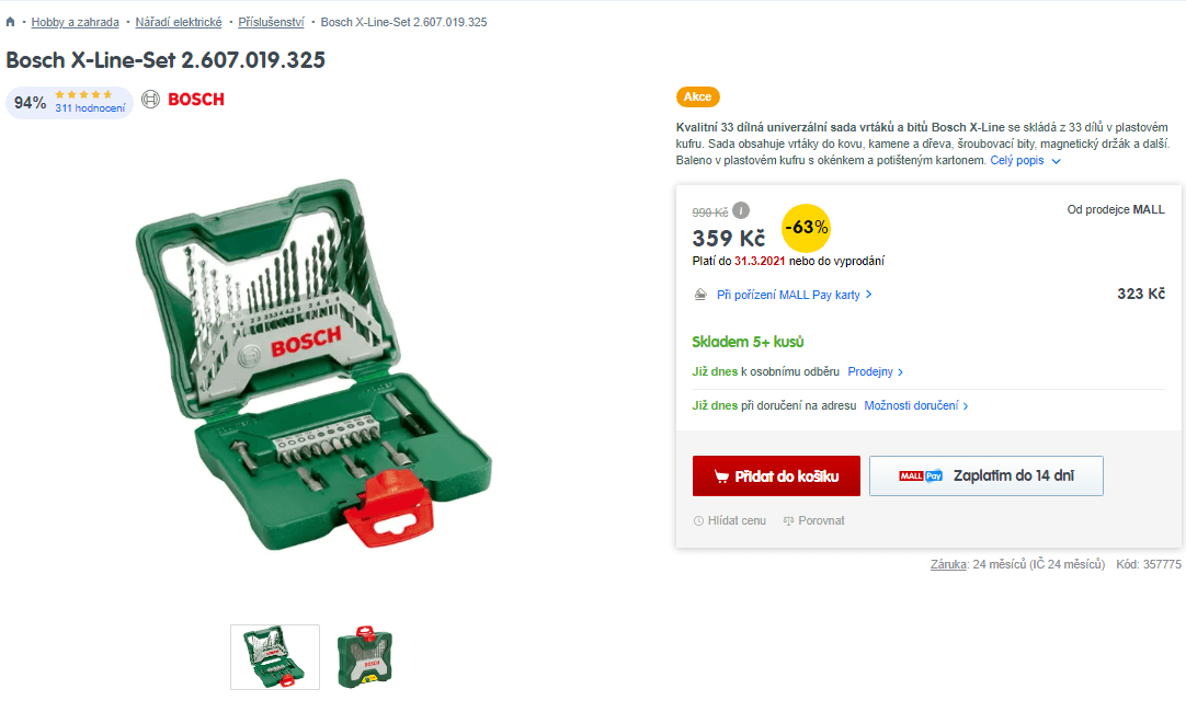 Sada vrtáků a bitů Bosch X-Line (33 dílů)
