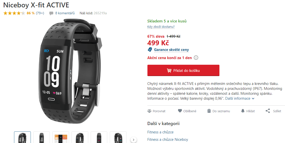 Fitness náramek Niceboy X-Fit Active