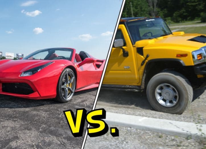 Ferrari 488 Spider versus Hummer H2