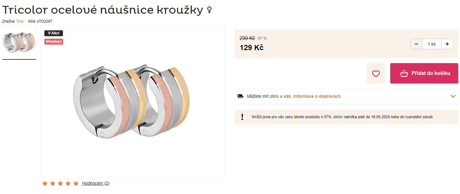 Ocelové náušnice Troli Tricolor