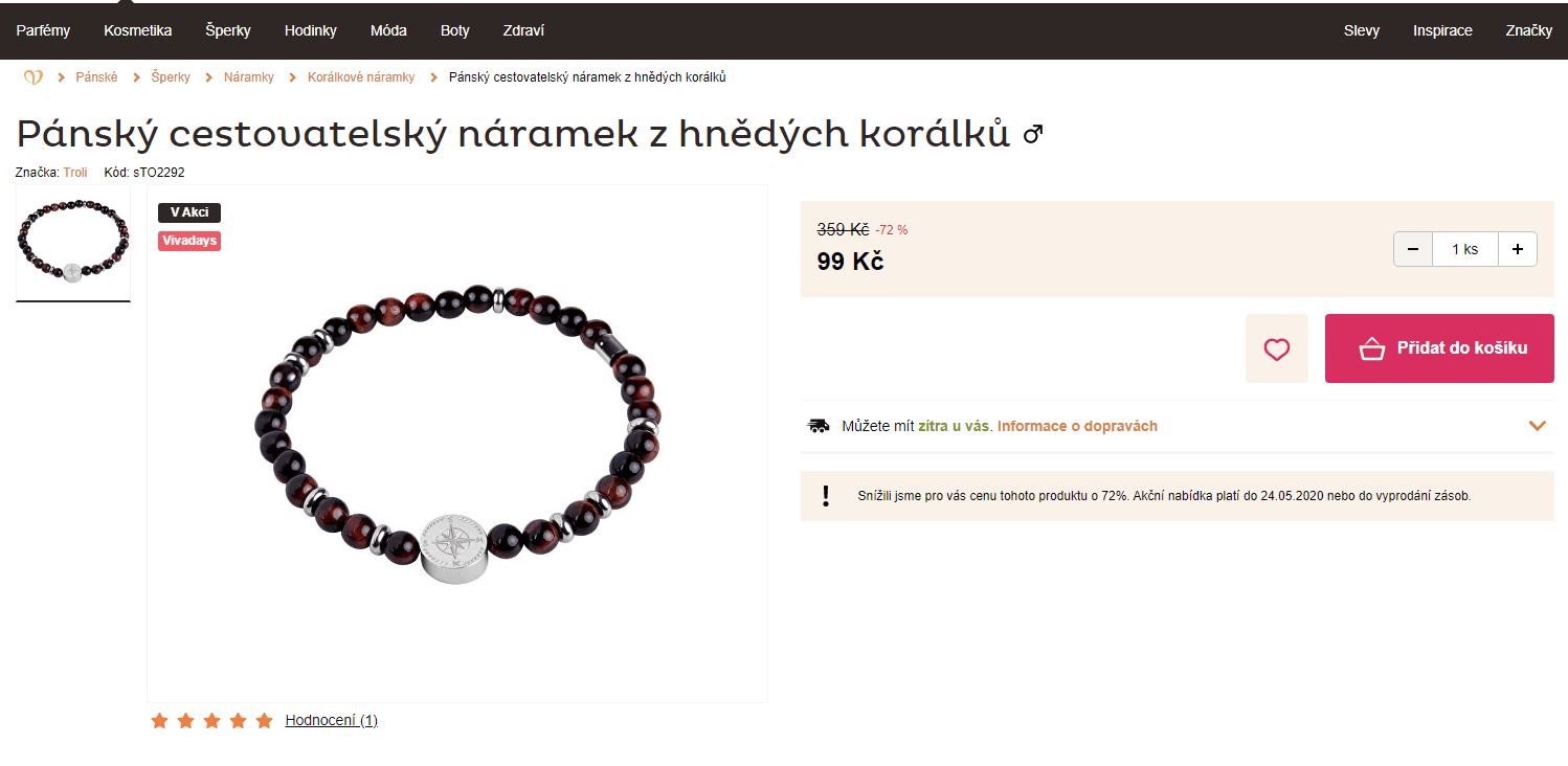 Pánský náramek Troli, kompasová růžice