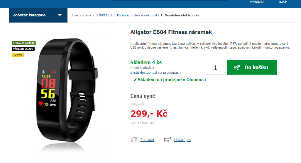 Fitness náramek Aligator, tep, tlak