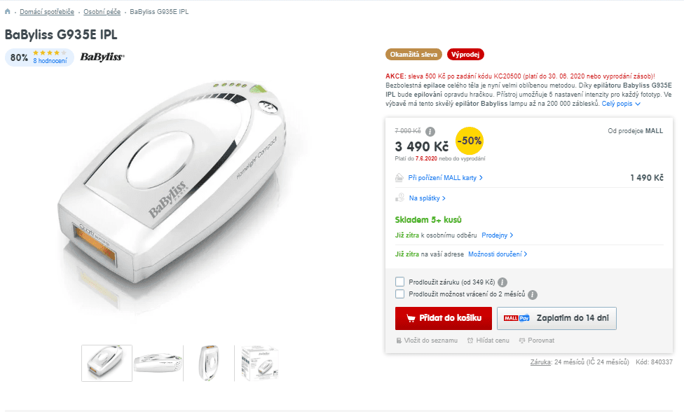 Epilátor BaByliss G935E IPL