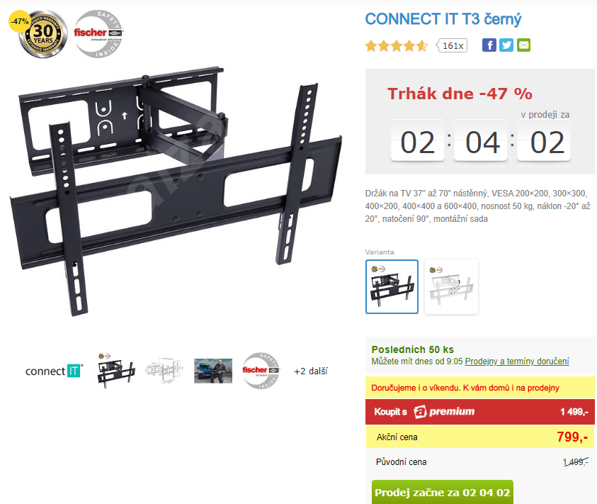 Držák na TV Connect IT, do 70", pohyblivý