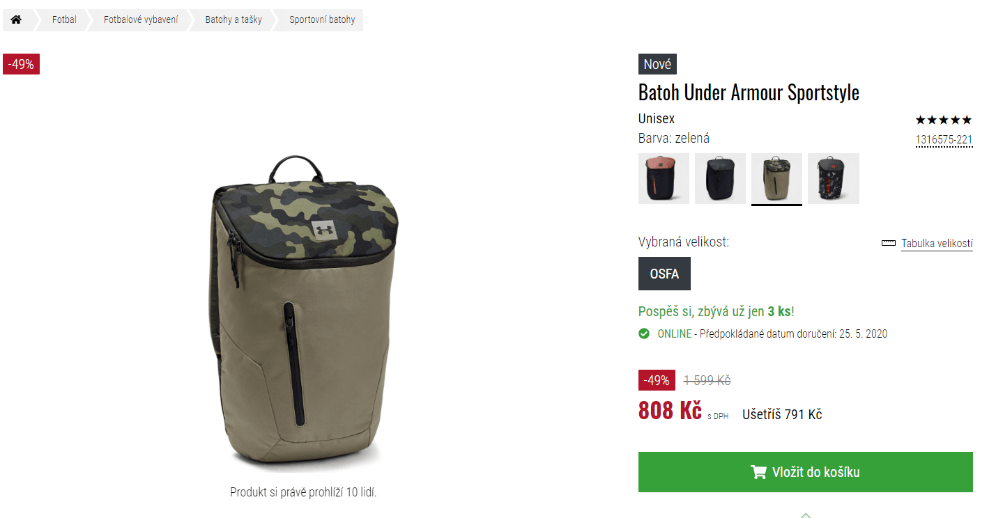 Batoh Under Armour Sportstyle, 17 litrů