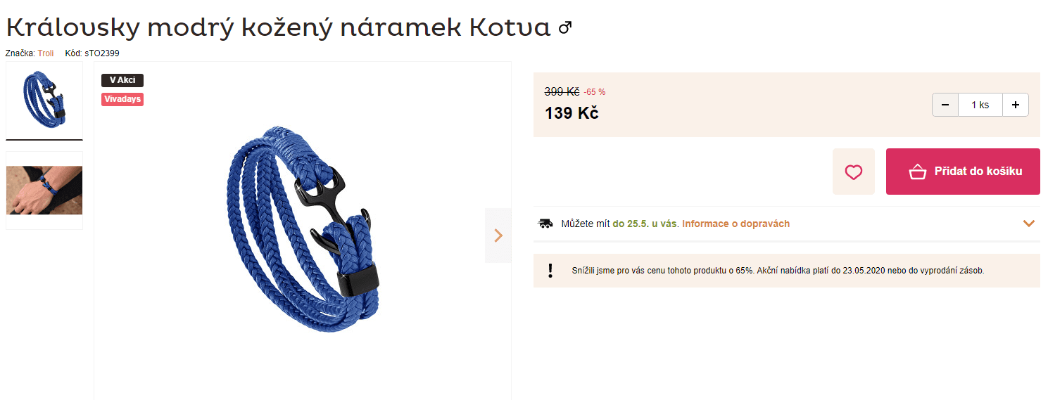 Pánský kožený náramek Troli Kotva