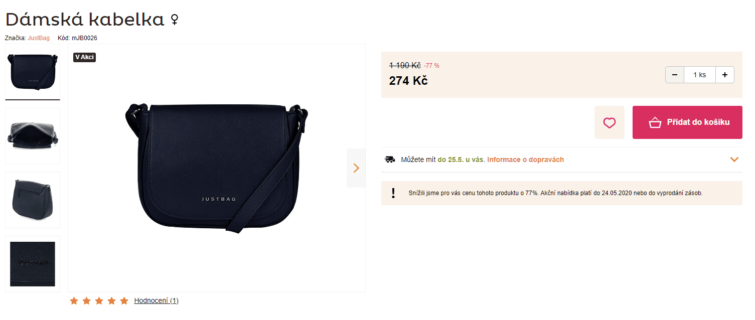 Dámská kabelka JustBag 5585 modrá