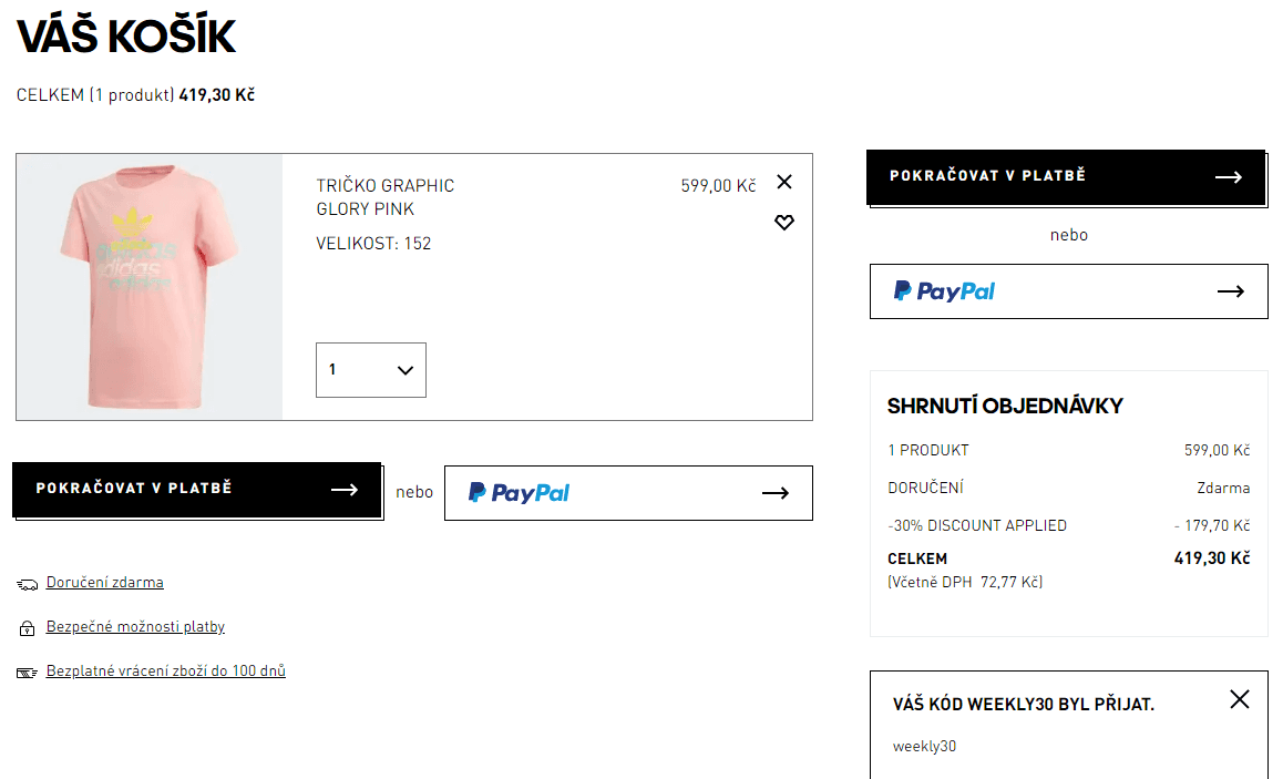 Adidas - extra sleva 30% (-15% na OUTLET)