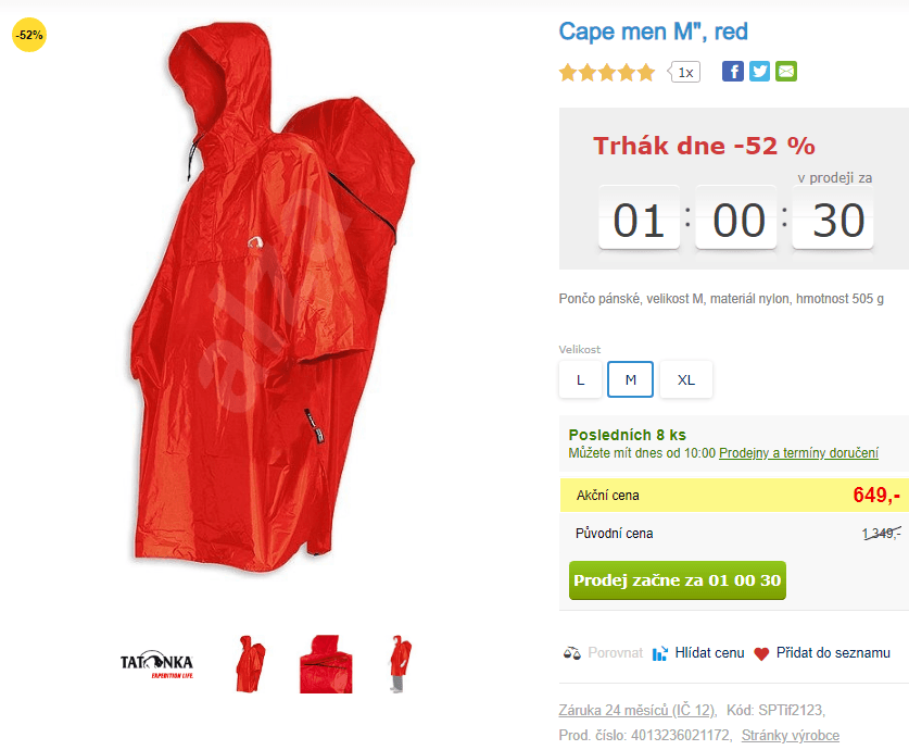Pláštěnka Tatonka Cape M red