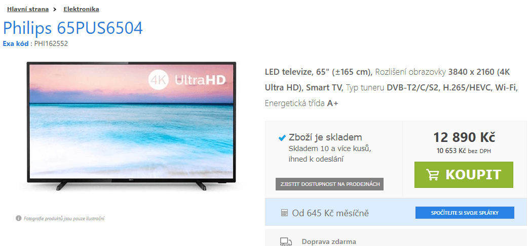 Ultra HD Smart TV, HDR, 164cm, Philips